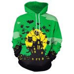 Halloween Party Oversized Hoodies Haunt The House Bat Horror Digital Printed Sweatshirt