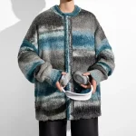 Y2K Mens Clothing Autumn Winter Fashion Loose Knitting Cardigan Sweater For Men Casual Long Sleeve Crew Neck Knit Jacket Coats
